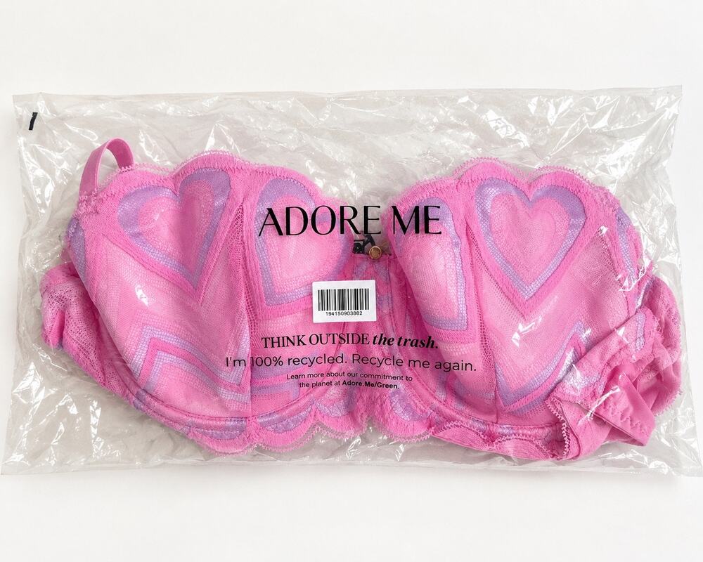 Adore Me Heart Embroidered Balconette Bra – Size 38C